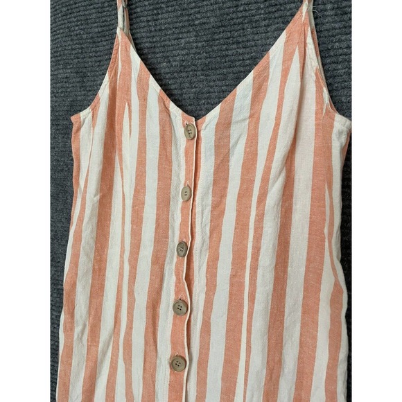 Show Me Your MuMu Dress Size S Linen Blend Remington Orange Dreamsicle Striped - Picture 3 of 5